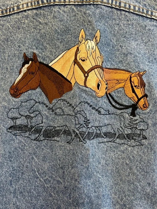Lee denim jean jacket with custom horse embroidery Vgt piece from late 80’s - Picture 3 of 8